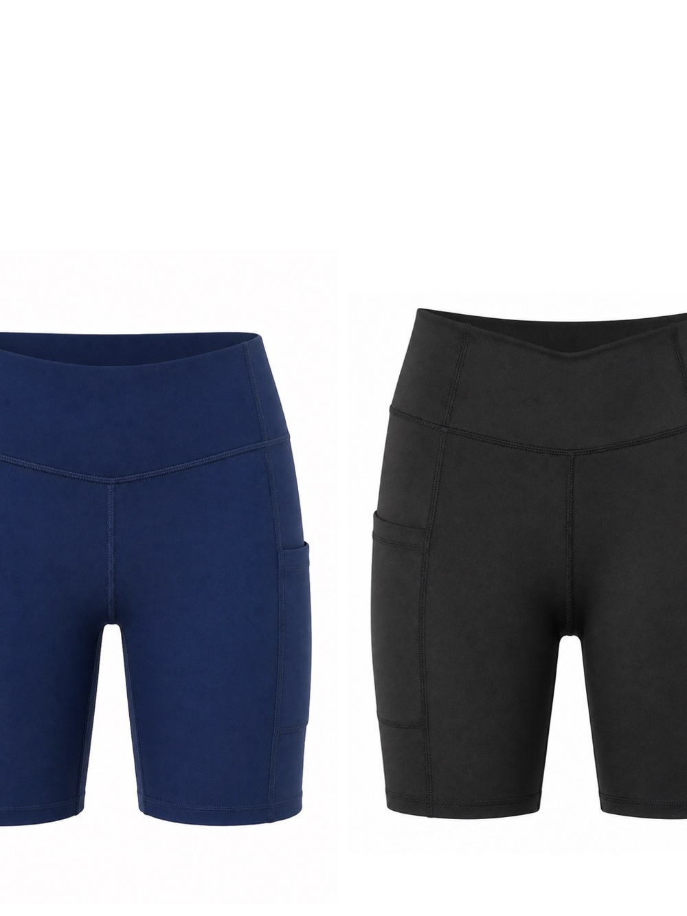 Baleaf Women's Bike Shorts with Side Pockets - Navy Blue & Black